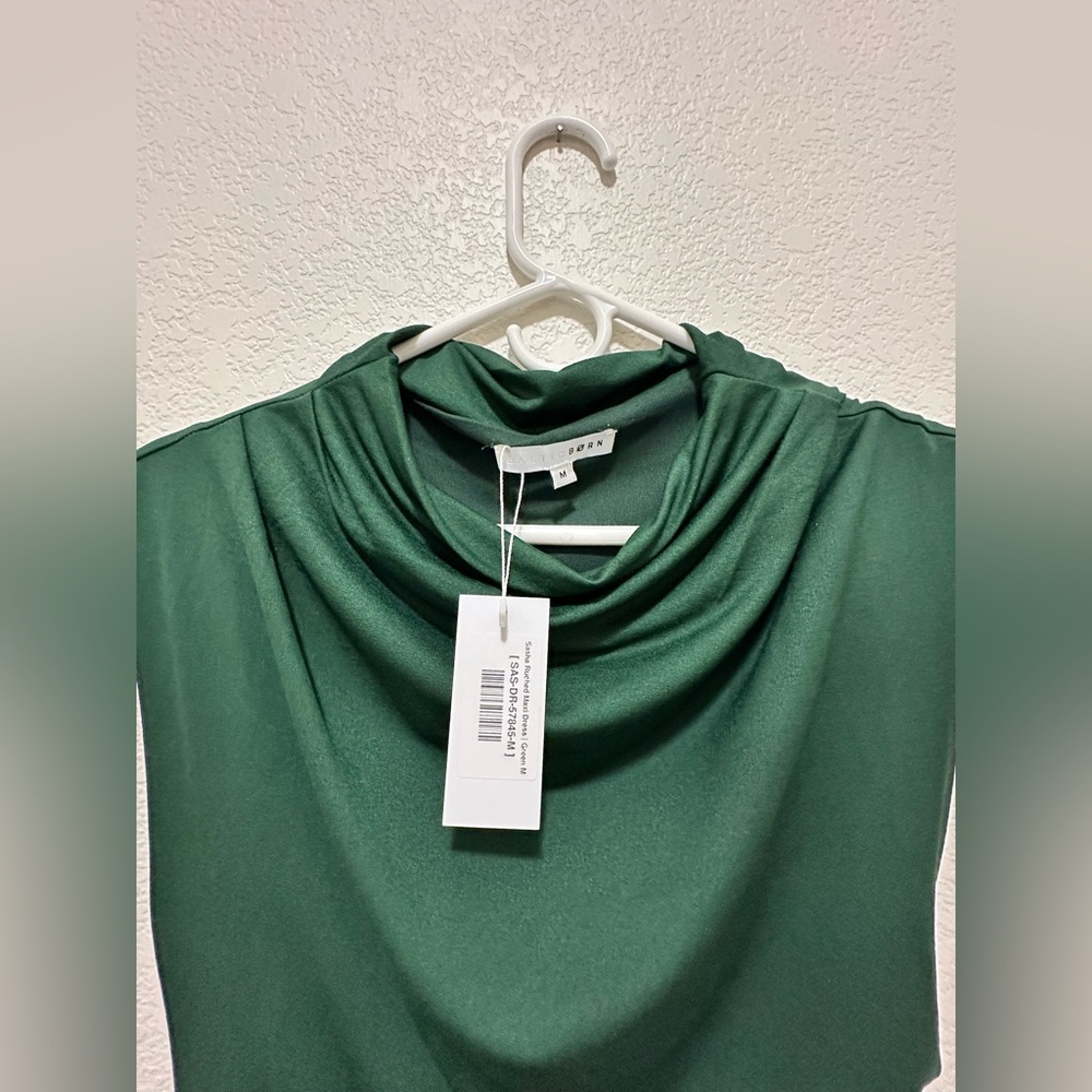 NWT Baltic Børn Sasha Ruched Maxi Dress — Forest Green Contemporary - Picture 6 of 10